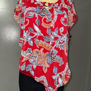 Apt. 9 Red and Blue Floral Blouse